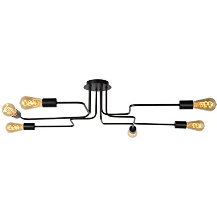 LUCIDE LESTER Deckenleuchte - 6xE27 - Schwarz, Metall, LED-kompatibel, dimmbar – Bild 4