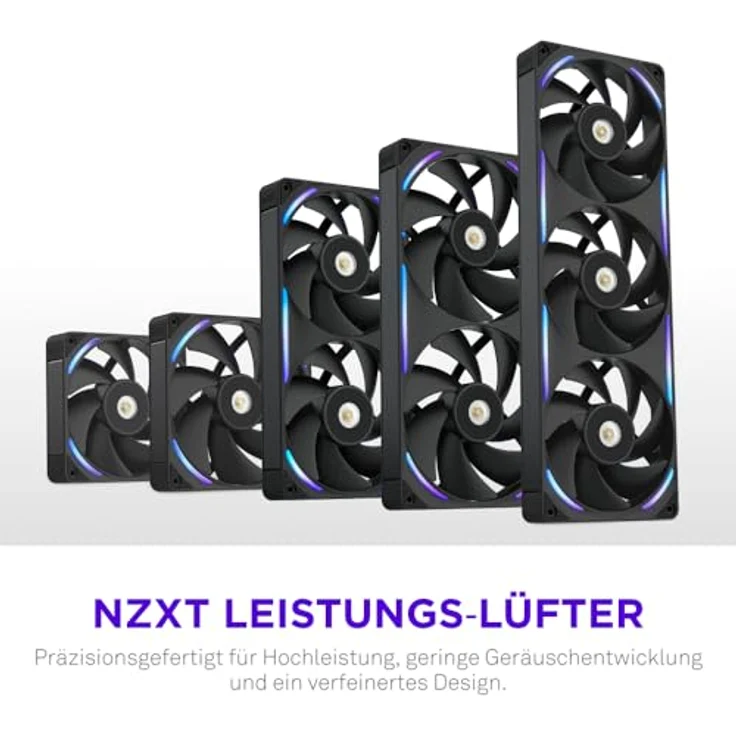 NZXT F360X, Performance-Einzelrahmen-Lüfter, 3x 120mm PWM RGB, hoher Luftstrom & statischer Druck, LCP-Rahmen, schwarz – Bild 2