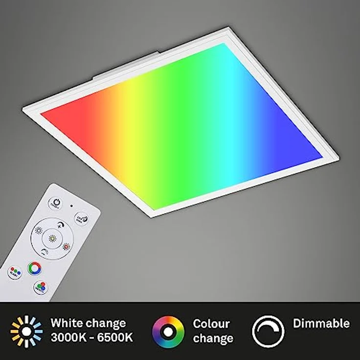 BRILONER Leuchten - Ultraflaches RGB CCT LED Panel, Deckenleuchte quadratisch (45 x 45cm), Weiß, Farbtemperatursteuerung (3.000-6.500 Kelvin), Dimmbar, 2.400 Lumen Lichtleistung – Bild 2