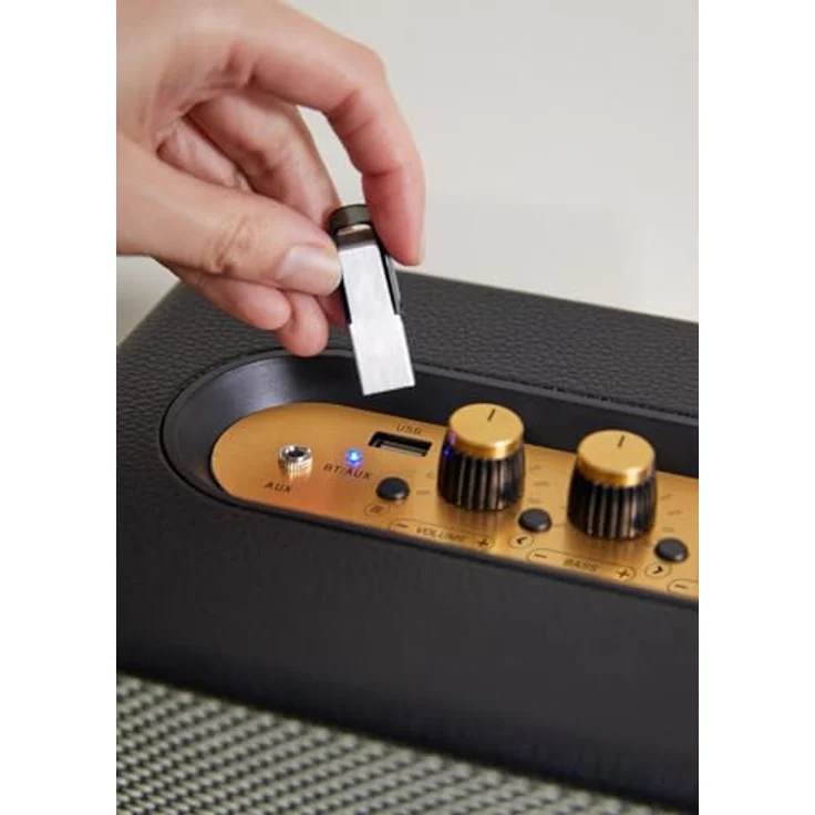 CREATE Retro Lautsprecher, Tragbarer Bluetooth-Speaker mit 40W Leistung, USB und AUX, Schwarz, bis zu 5 Stunden Betriebsdauer, Trageschlaufe – Bild 4