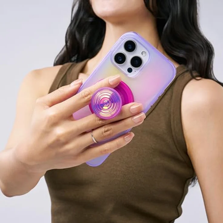 PopSockets PopGrip für MagSafe mit Kickstand, magnetischem Ständer, sicherem Halt und swappable Top - Ripple Iridescent Absinthe – Bild 3