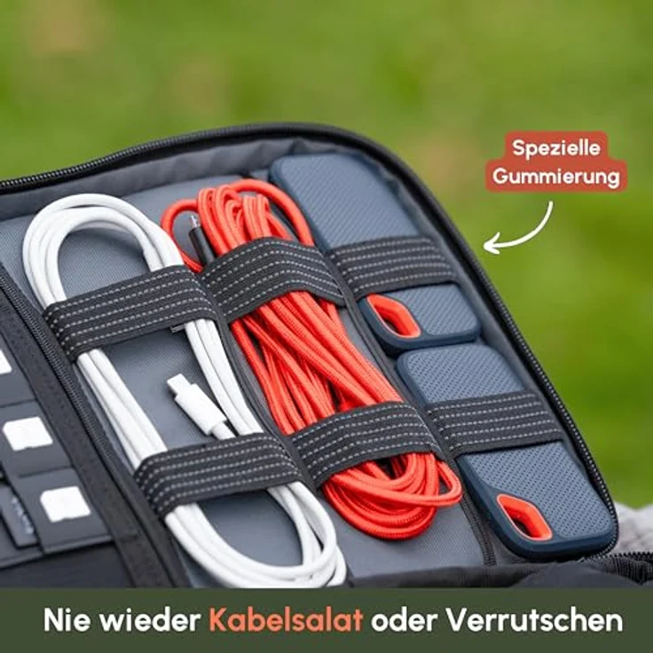 C-Rope Elektronik Organizer L, große Kameratasche mit Kabelmanagement, Schwarz, wasserfest und umweltfreundlich – Bild 4