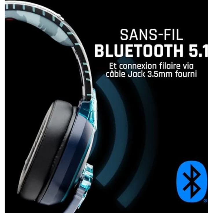 Lexip Kakashi Kamui Gaming-Headset, Verkabelt & Kabellos, Bluetooth, Blau – Bild 5