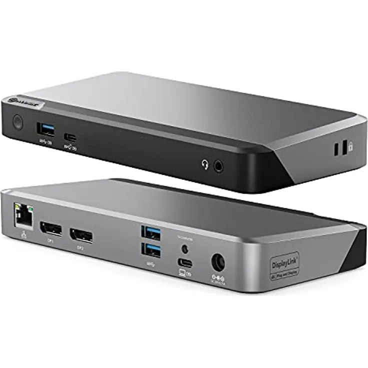 ALOGIC Dual 4K Display Universal Docking Station DX2 mit 65W Laptop-Ladung für Mac und Windows, Dual Display 2x4K@60Hz DisplayPort,1x USB-C 10G (mit Fast Charging),3x USB-A 5G, Audio,Gigabit Ethernet