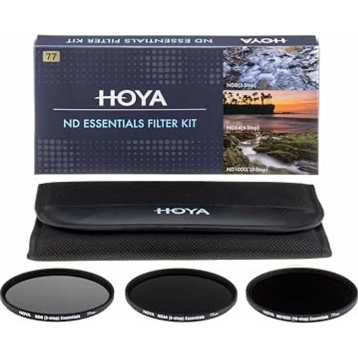 Hoya ND Essentials Filter Kit 52mm, 3er Set ND-Filter (ND8, ND64, ND1000) für optimale Belichtungskontrolle – Bild 1