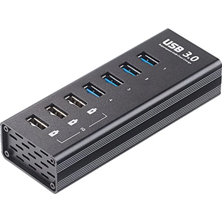 Xystec USB Ladehub: Aktiver USB-3.0-Hub mit 4 Ports & 3 Schnell-Lade-Buchsen (BC 1.2), 4 A (USB Hub mit Schnellladefunktion) – Bild 3
