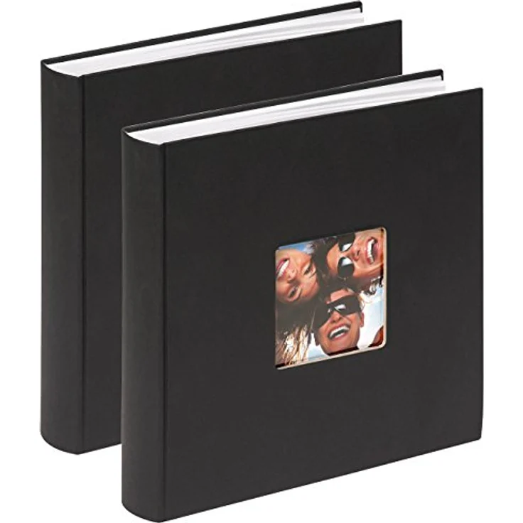 Walther Design Fotoalbum schwarz 30 x 30 cm, Doppelpack mit Cover-Ausstanzung und 100 weißen Seiten aus säurefreiem Fotokarton – Bild 1