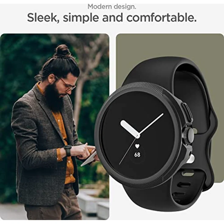 Spigen Liquid Air Hülle Kompatibel mit Google Pixel Watch 3 41mm (2024) / 2 (2023) / 1 (2022) - Schwarz, für präzise EKG-Überwachungsfunktion – Bild 4