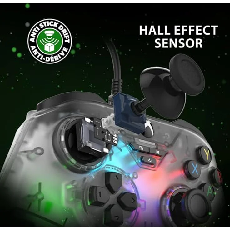 Snakebyte GAMEPAD RGB X - transparent grau - Offiziell lizensierter, kabelgebundener Xbox & PC Controller | Hall-Effect Sensoren für volle Präzision | 3,5 mm Audioanschluss | RGB-Beleuchtung – Bild 3