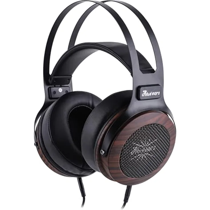 LINSOUL Kiwi Ears Altruva Over-Ear-Kopfhörer, Hi-Fi 50mm Dynamische Treiber, Offenes Design, Kabelgebunden, Schwarz Holz