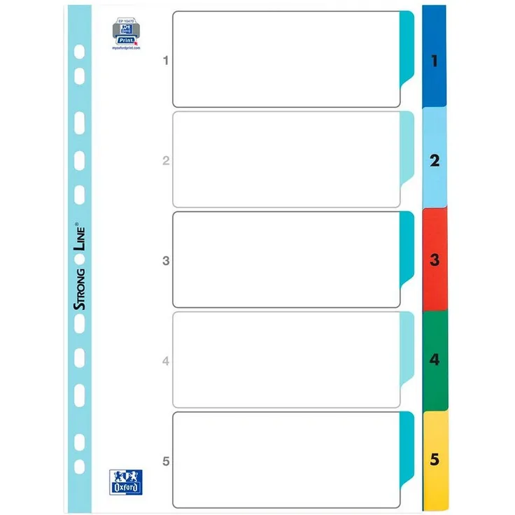 OXFORD Aktenordner OXFORD 400013947 Ordnerregister DIN A4 Vollformat 1-5 farbsortiert(T)