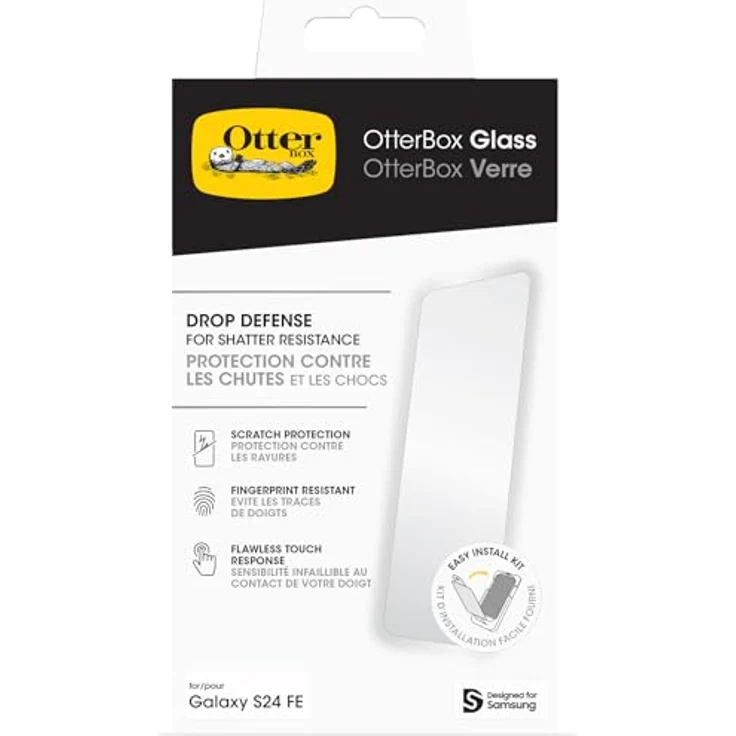 OtterBox Glass Displayschutz für Samsung Galaxy S24 FE, gehärtetes Glas, bruch- und kratzfest, Fingerabdruckresistent – Bild 1