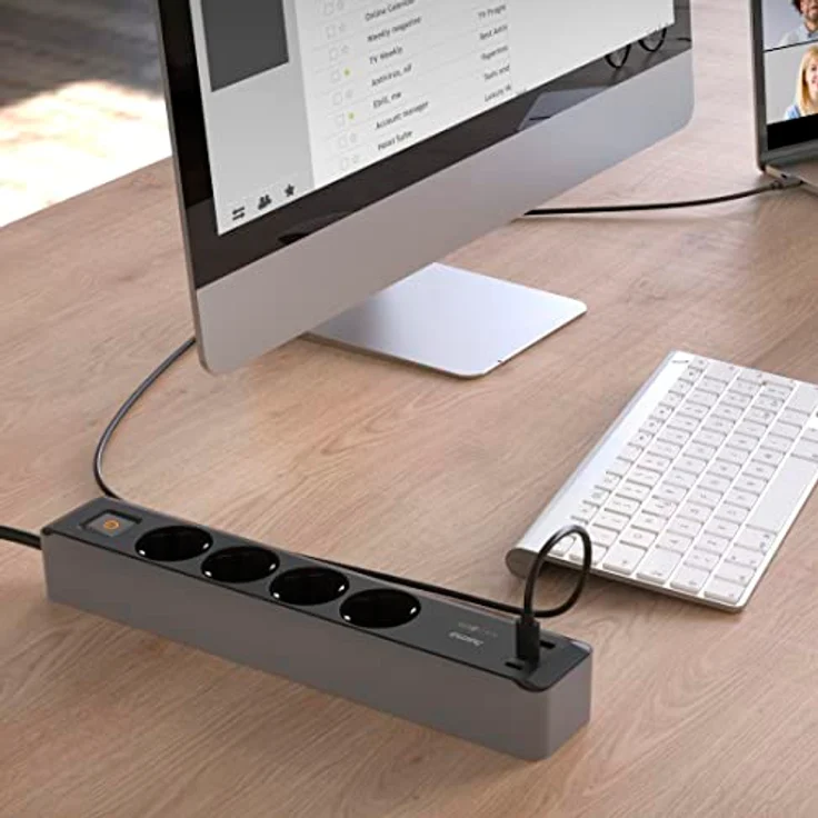 Hama Steckdosenleiste 4-fach USB-C/A 65W PD mit Schalter, 1,4 m, Schwarz/Grau – Bild 7