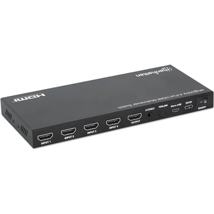 Manhattan 208406 HDMI-Video-Switch, 4K Auflösung, integrierte Skaliertaste – Bild 1