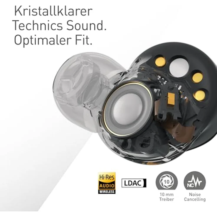 Technics EAH-AZ80E-A, In-Ear Kopfhörer mit 10-mm-Treibern, Geräuschunterdrückung, Touch-Steuerung und hoher Akkulaufzeit, schwarz – Bild 6
