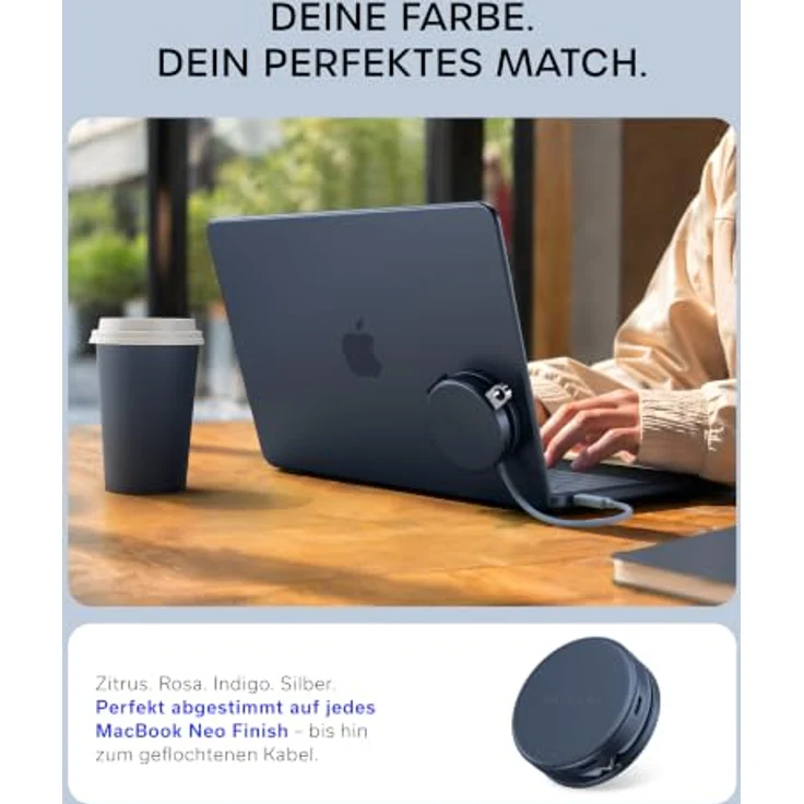 SATECHI USB-C Hub OntheGo™ 5-in-1, HDMI 4K@60 Hz, mit 60 W Passthrough-Laden, SD-Kartenleser, indigo – Bild 3