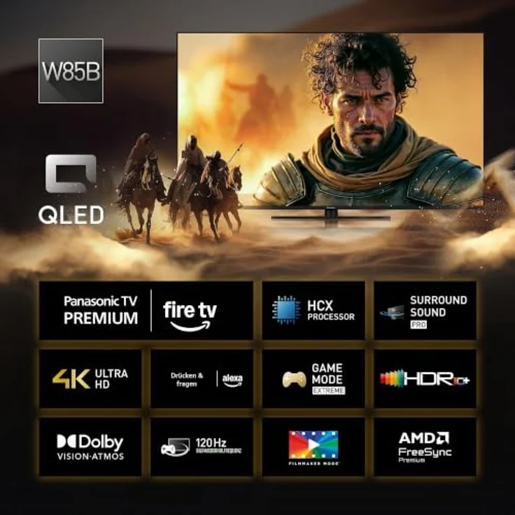Panasonic Premium TV-43W85BEZ, 43 Zoll 4K Ultra HD QLED Smart TV mit Dolby Vision, Dolby Atmos, 120 Hz, Fire TV, Alexa Sprachsteuerung, Schwarz – Bild 2