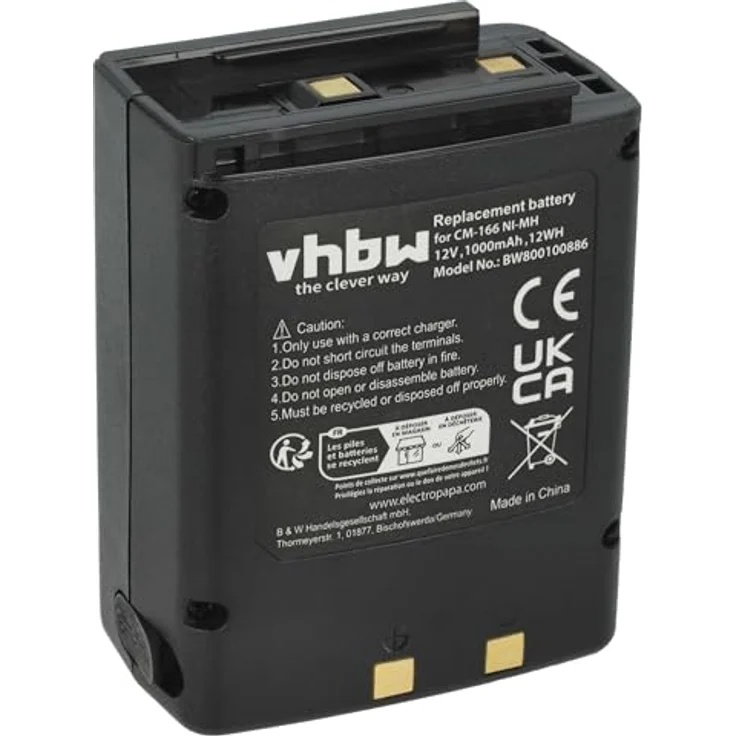 VHBW Akku, geeignet für Funkgerät, Walkie Talkie Icom IC-A22, IC-A22E, IC-A3, IC-A3E 1000 mAh, 12 V, NiMH – Bild 2