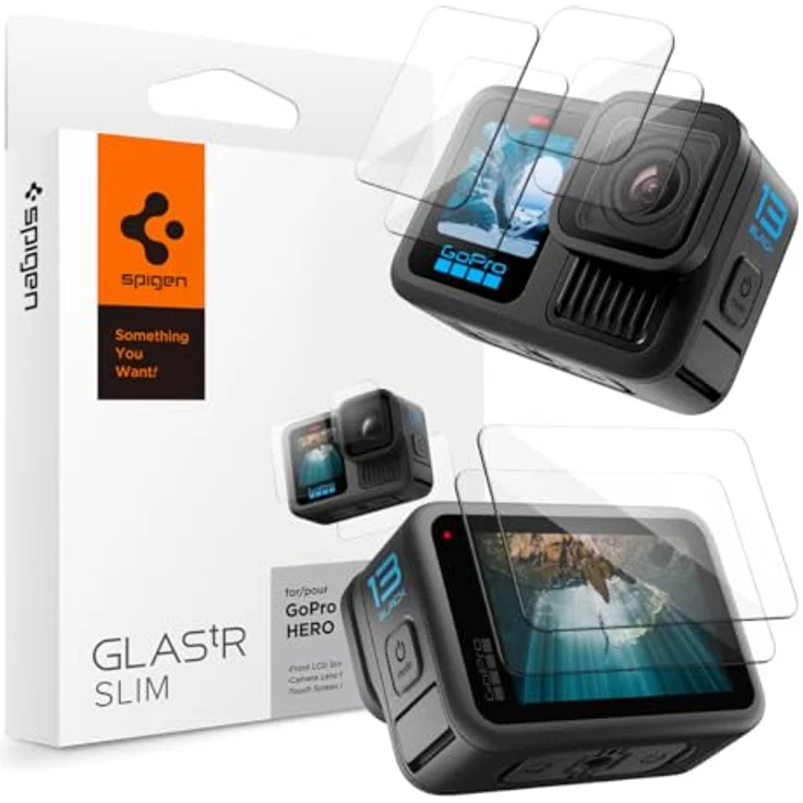 Spigen Glas.tR Slim Schutzfolie für GoPro Hero 13 Black, 6 Stück, Anti-Kratzer, kristallklar, 9H Härte – Bild 1