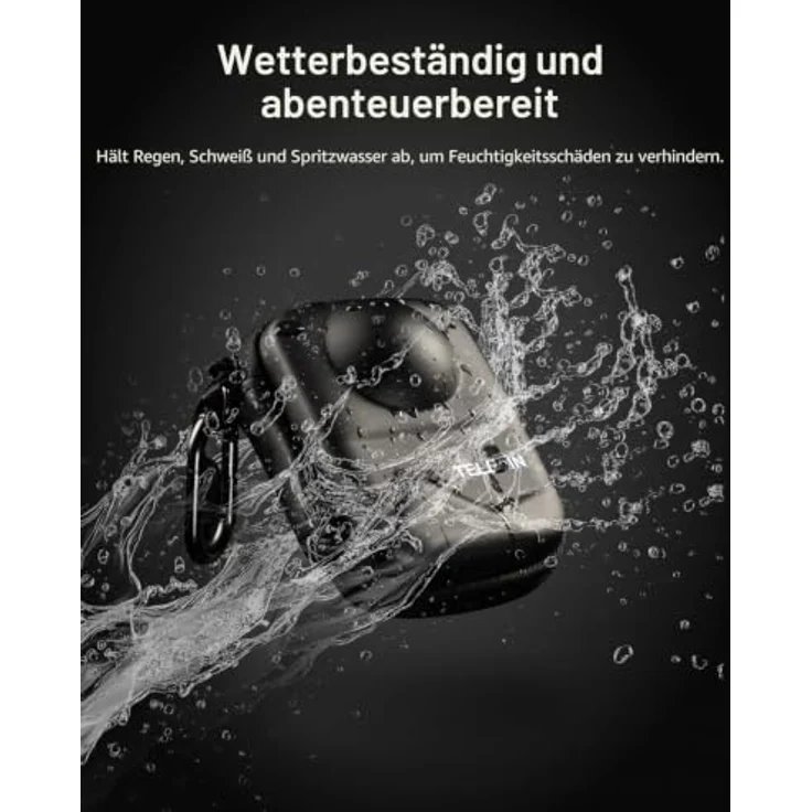 TELESIN Telesin DJI Osmo 360 Schutztasche, starren PU-Schale, weiches Samt-Innenfutter, wetterbeständig, schwarzes Design – Bild 3