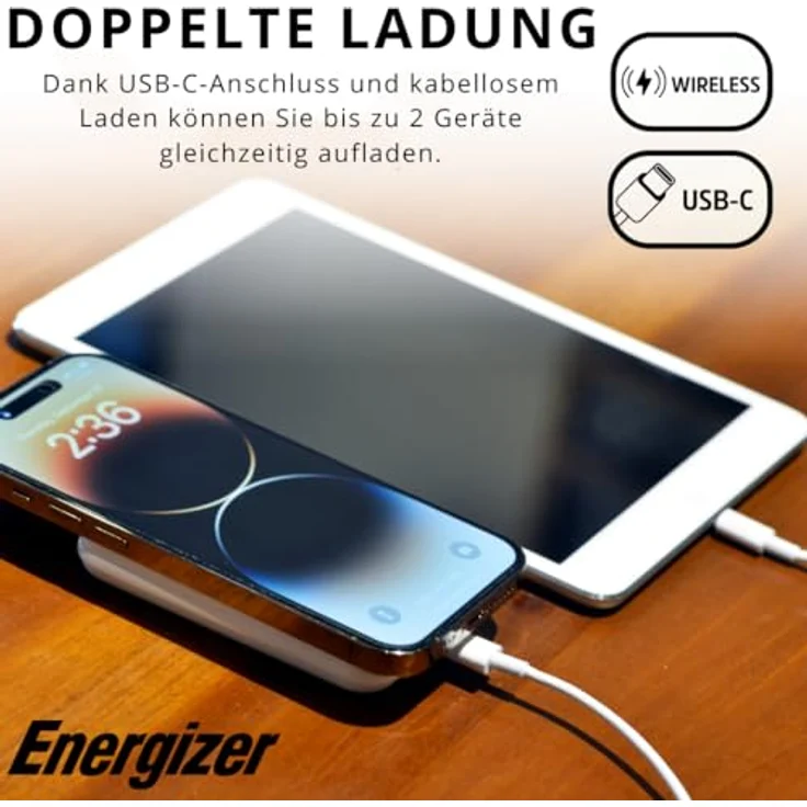 Energizer QM5000 Powerbank 5000mAh, Magnetisches Wireless Charging MagSafe, USB-C PD 20W & USB-A 15W, PowerSafe, Schnellladung, Externer Akku für iPhone & Android, 126g, LED-Anzeige – Bild 3