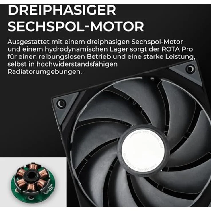 TRYX ROTA Pro 140 PWM-Lüfter - 140mm, schwarz - Leistungsstarker Gehäuselüfter mit Fluid-dynamischem Gleitlager – Bild 2