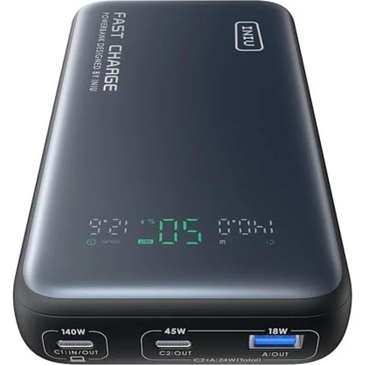 INIU Leopard Power 140W Power Bank, 25.000 mAh, Power Delivery 3.1, Grau