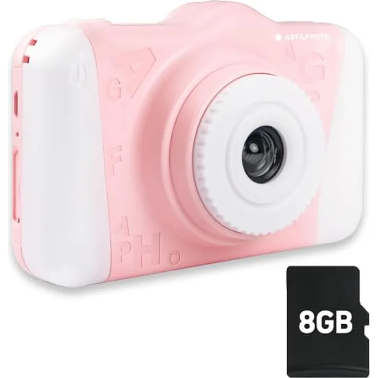 AgfaPhoto Realikids Cam 2 – Digitalkamera für Kinder, blau (Fotofilter, Selfie-Modus, 8 GB SD-Karte)