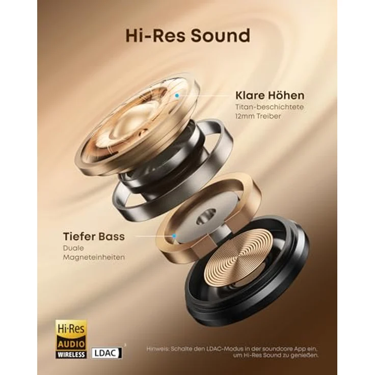 soundcore AeroClip by Anker, Open-Ear Kopfhörer, Bluetooth Earbuds, 12mm Treiber, Hi-Res, Open-Ring Design, titan (farbige Variante) – Bild 4