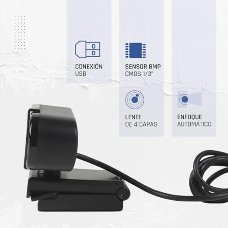 Iggual USB 4K UHD WC3840 Business Pro View, Webcam mit 8 MP, 3840 x 2160 Pixel, 30 fps, Autofokus, Stereo-Mikrofone – Bild 2