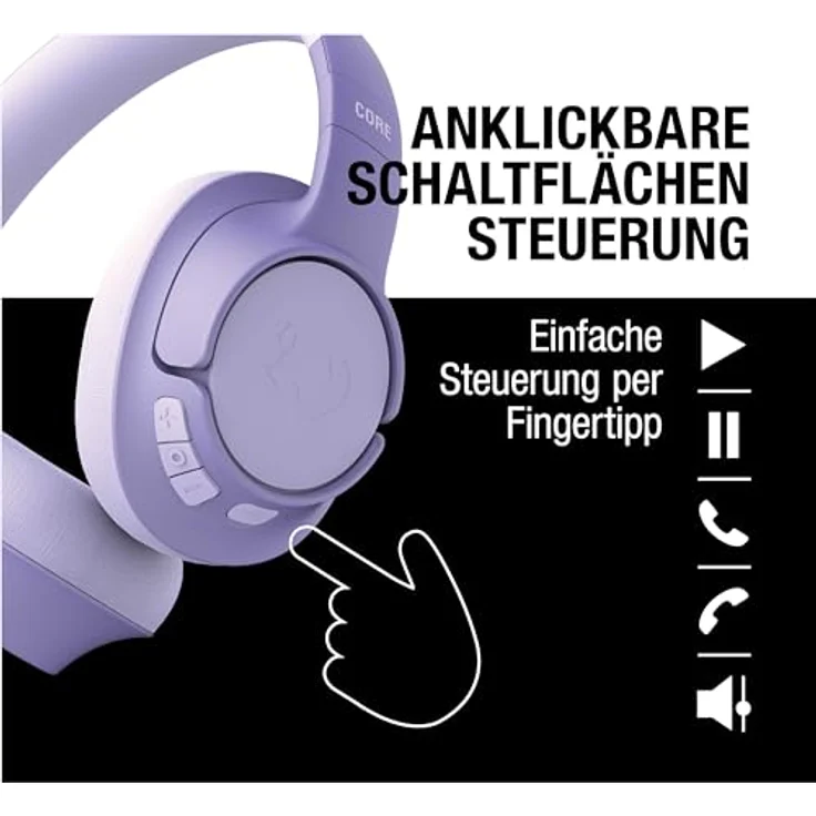 Fresh 'n Rebel Clam Core Bluetooth kopfhörer Over Ear mit ENC-Mikrofon (perfekte Anrufe), Kabellose kopfhörer mit Lautstärkeregler und Tasten für Wiedergabe/Pause, 45h Spielzeit (Lila) – Bild 5