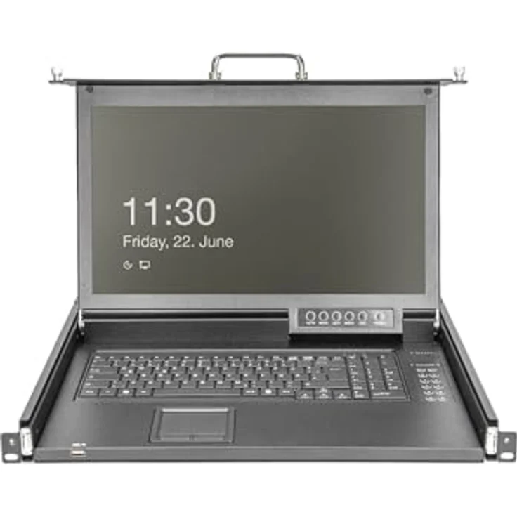 Digitus Modulare HD LCD TFT Konsole, 17" KVM Switch mit 1-Port, Full-HD 1080P, RAL 9005 schwarz, kaskadierbar – Bild 2