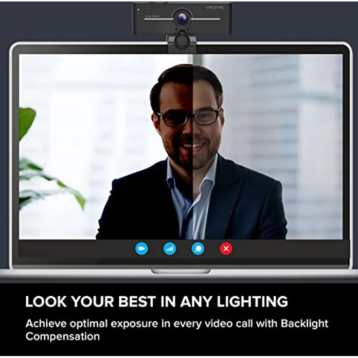 CREATIVE Live! Cam Sync 4K UHD USB Webcam mit Gegenlichtkompensation, bis 40 FPS, 95° Weitwinkelobjektiv, Sichtschutzobjektiv, integrierte Mikrofone, Plug & Play für PC und Mac – Bild 3