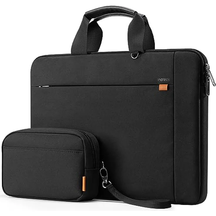 Inateck 15-15.6 Zoll Laptoptasche 15 Zoll Hülle Tasche Notebook Sleeve Schutzhülle Case spritzwassergeschützte Schutztasche Aktentasche mit Zubehörtasche, Schwarz