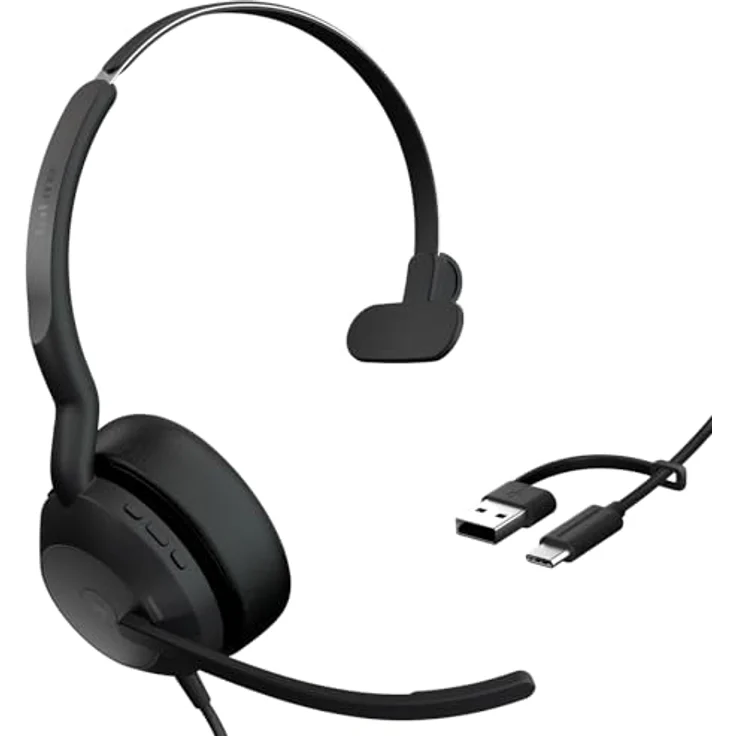Jabra Evolve2 50, USB-A/USB-C schnurgebundenes Mono Headset mit aktiver Geräuschunterdrückung, zertifiziert für Microsoft Teams – Bild 1