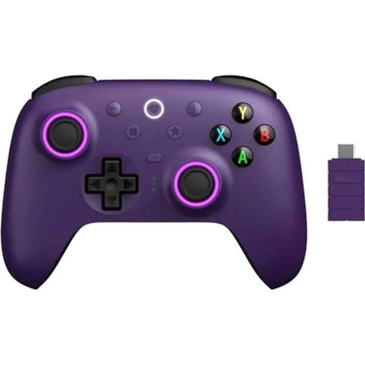 8bitdo Ultimate 2 Wireless Controller, Gaming Controller für PC mit TMR-Joysticks, RGB-Beleuchtung und 6-achsiger Bewegungssteuerung, Violett – Bild 2