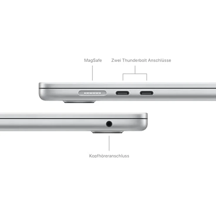 Apple 15" MacBook Air Laptop mit M3 Chip: 15,3" Liquid Retina Display, 16 GB gemeinsamer Arbeitsspeicher, 256 GB SSD Speicher, beleuchtete Tastatur, 1080p FaceTime HD Kamera, Touch ID, Silber – Bild 4
