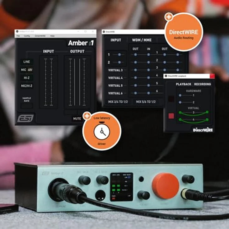 ESI Amber i1, 24-bit / 192 kHz USB Audio Interface mit 2 Eingängen, 2 Ausgängen und XLR-/Combo-Mikrofonvorverstärker, USB-C Anschluss – Bild 5