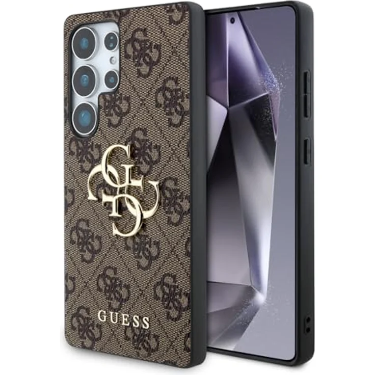 CG MOBILE Unter Lizenz Guess Hülle für S25 Ultra braun Big 4G Logo Classic Logo - Hardcase aus Öko-Leder / TPU / PC – Bild 1