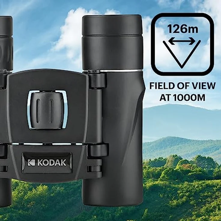 KODAK BCS200 Binokular-Fernglas, kompakt, 8-fache Vergrößerung, Sichtfeld von 126 m bis 1000 m, Schwarz – Bild 4