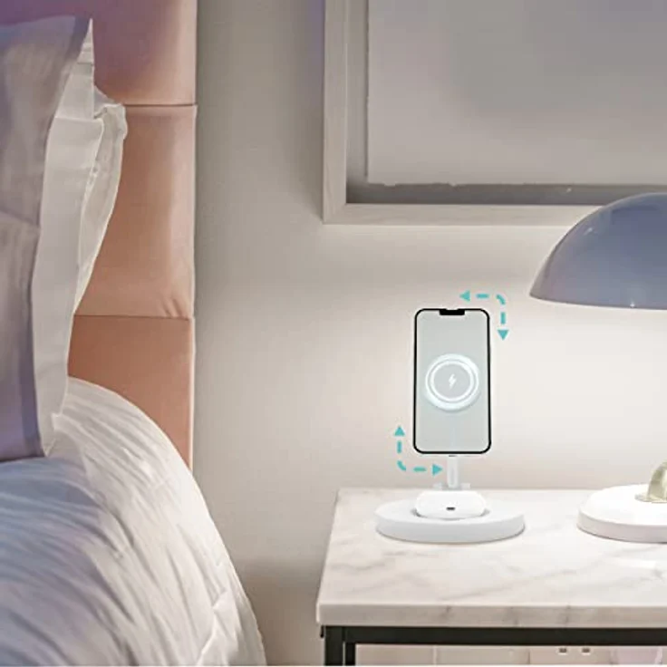 FOREVER Induktive 2-in-1-Ladegerät MagSecure 15W + 5W, Dockingstation für iPhone, Samsung, Huawei und Zubehör in Weiß - Preisvergleich – Bild 2