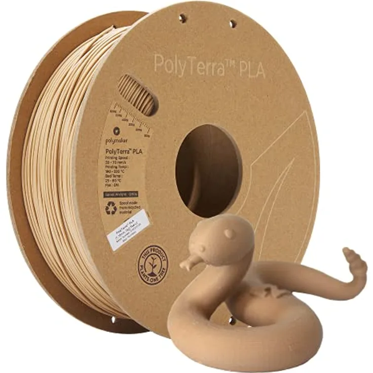 Polymaker PolyTerra PLA Peanut, 3D-Druckfilament, 1.75mm, 1kg, biokunststoffbasiert, nachhaltig, hohe Druckqualität