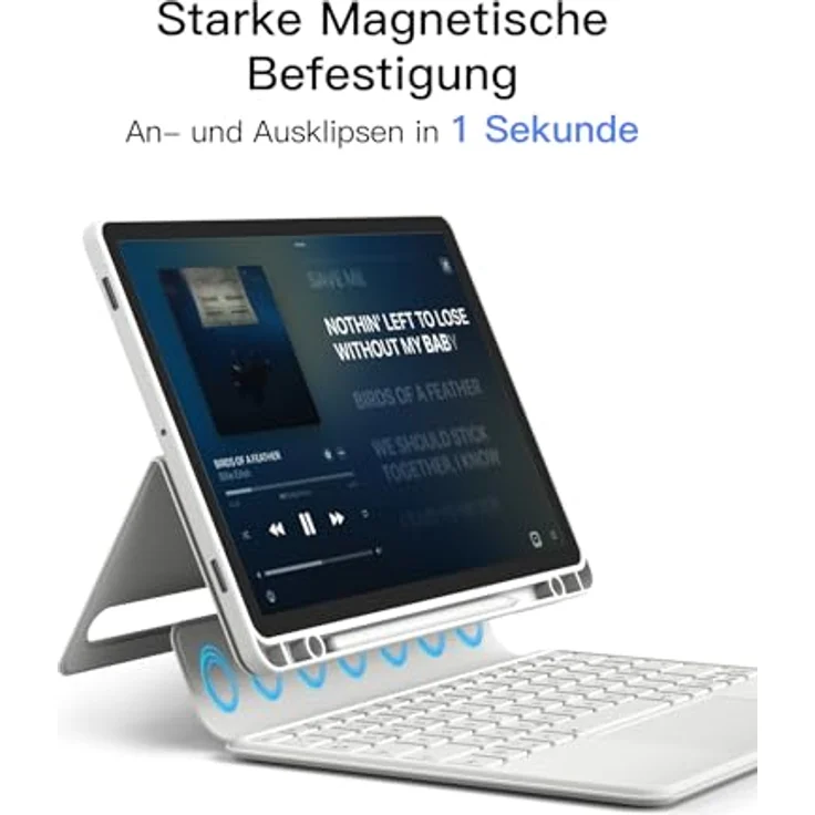 Inateck Hülle mit Tastatur für Samsung Galaxy Tab S10 Lite/S10 FE/S9 FE/S9, Abnehmbarer Hoch-/Querformat Ständer mit Touchpad, QWERTZ, Doppel-S-Pen-Halterung, AceTouch N0064 – Bild 8