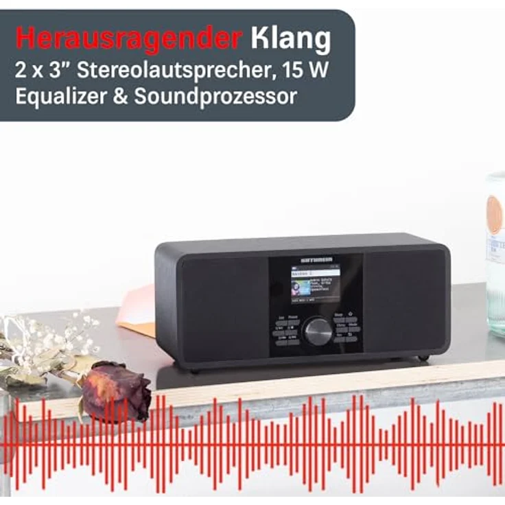 Kathrein DAB+ link S12 I DAB Plus Radio mit EWF I Digitalradio DAB+ & UKW, Internetradio I WLAN Radio mit Bluetooth für Streaming, Aux 3,5mm I Radio mit Fernbedienung & App-Steuerung in schwarz – Bild 4