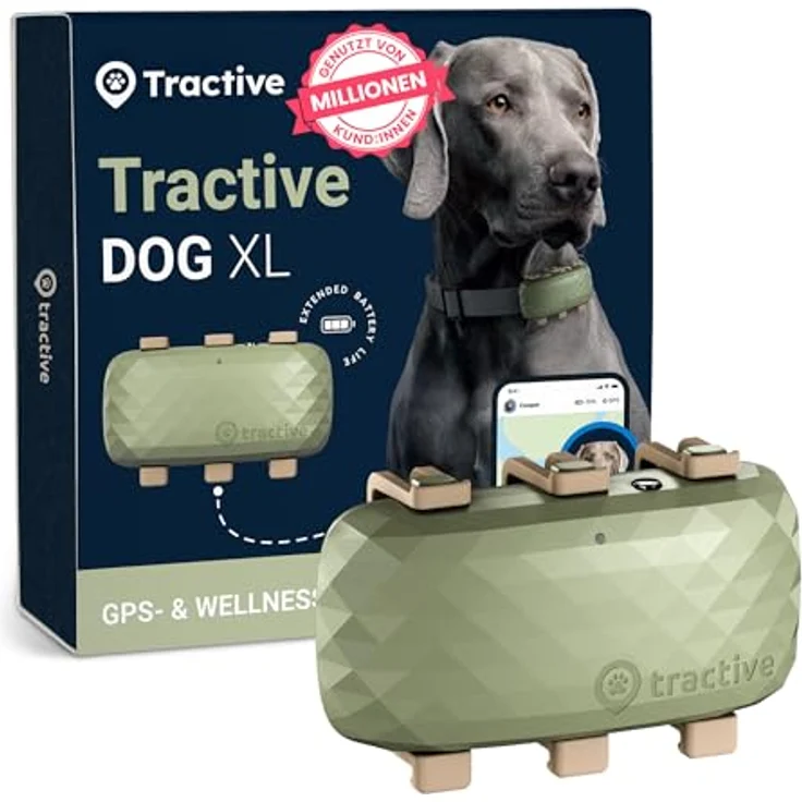 Tractive Dog XL GPS-Lokalisierer, Echtzeit-Ortung für große Hunde, grün – Bild 1
