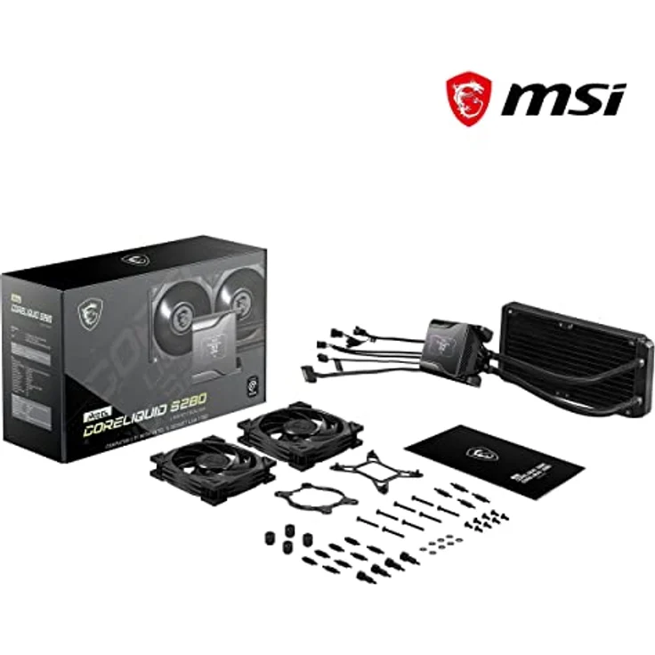 MSI MEG CORELIQUID S280 AIO CPU-Wasserkühlung, 2.4 Zoll IPS Display, 7th Gen Asetek Pumpe, VRM Lüfter, 2x Silent Gale P14 Lüfter, verdampfungssichere Schläuche, MSI Center, AMD & Intel Kompatibel – Bild 5