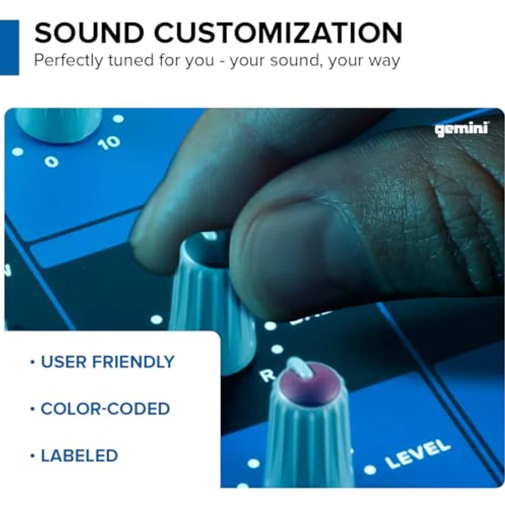 Gemini Sound GEMINI GEM 05 USB USB Mixer / Bluetooth / USB Media Player / Streaming / 5 Kanäle / Phantomspeisung, Niedriger Rauschen / 1 mic pre / Eingebaute Verzögerung FX / 2-Band-EQ – Bild 5