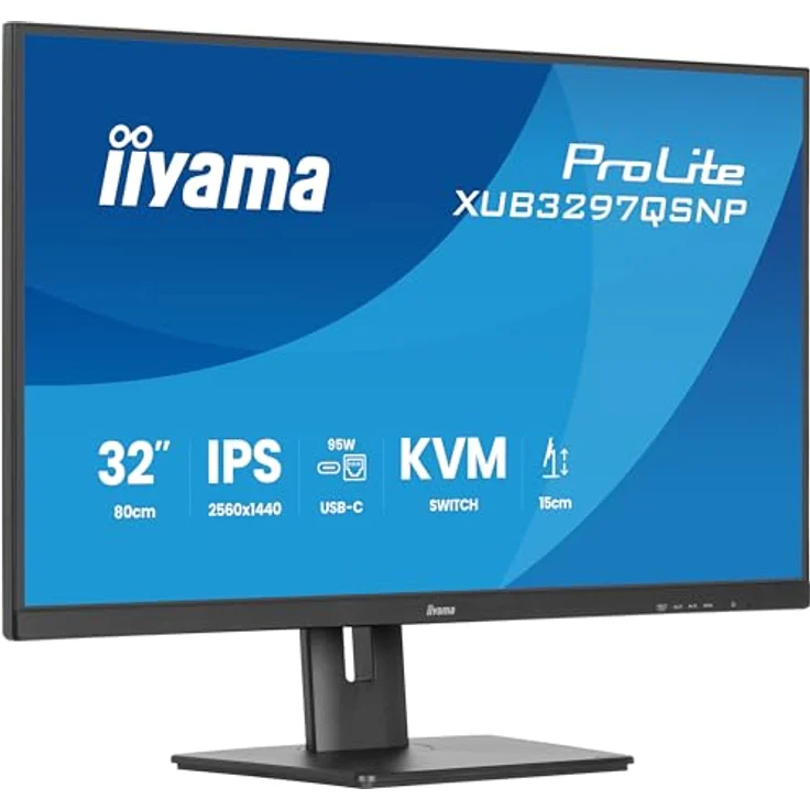 iiyama Prolite XUB3297QSNP-B1, 32" QHD IPS LED-Monitor mit 100Hz, USB-C Dock, KVM-Switch und Höhenverstellung, schwarz – Bild 1
