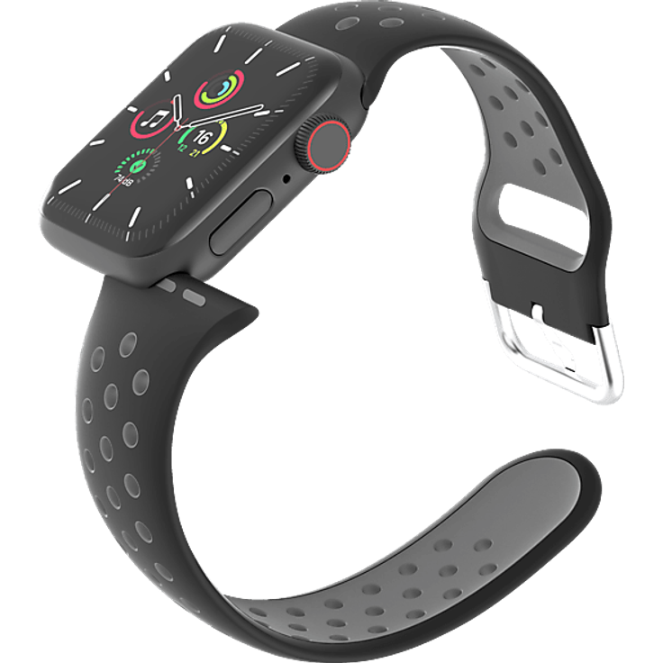 ISY ISB-1006, Ersatzarmband für Apple Watch 38/40, Silikon, Schwarz/Grau