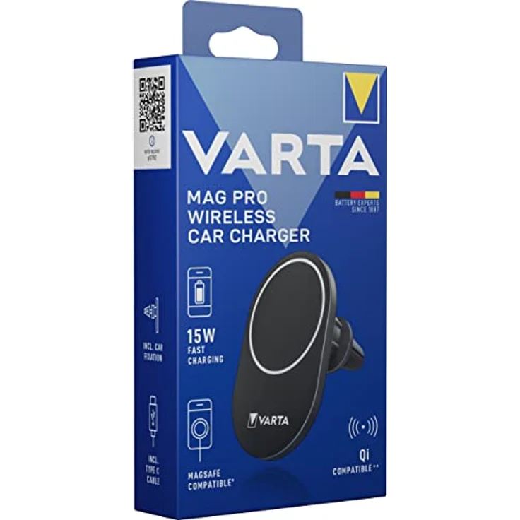 VARTA Ladegerät & Handyhalterung Auto, Mag Pro Wireless Car Charger 15 W, Magnet Smartphone-Halterung mit Ladefunktion, MagSafe-kompatibel, Qi-kompatibel, Autohalterung inkl. USB-Typ-C-Kabel, schwarz – Bild 3